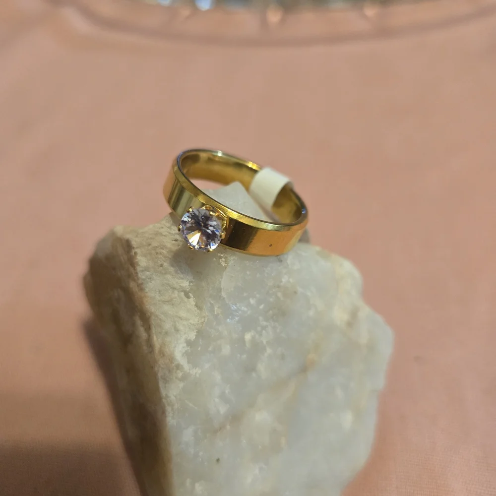 Gold Stainless Steel Ring and Earring Set - Picture 4 of 4